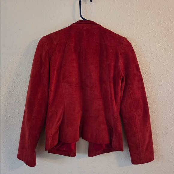 Alfani Red Genuine Suede Leather Moto Jacket - Picture 4 of 5